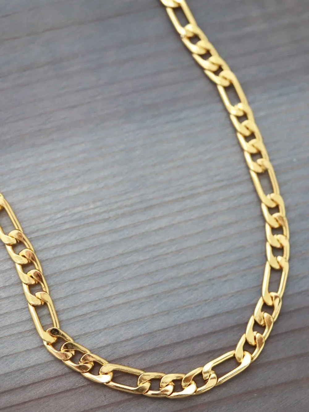 7.5mm Figaro Chain Necklace 18k Gold Plated Stainless Steel